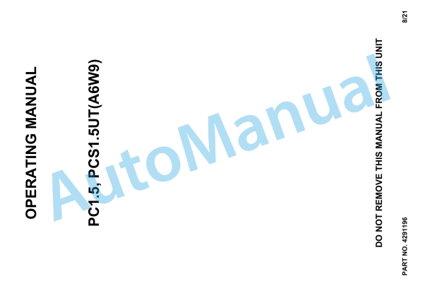 Hyster PC1.5, PCS1.5UT (A6W9) Operating Manual