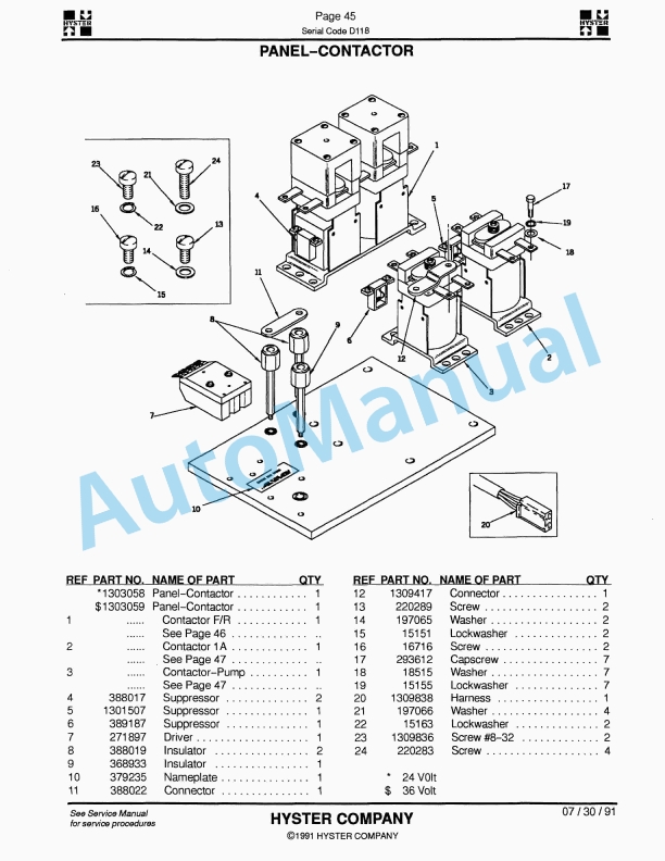 Hyster R30E, R30EA, R30EF, R35E (D118) Electric Parts Manual 2 Hyster R30E, R30EA, R30EF, R35E (D118) Electric Parts Manual-2