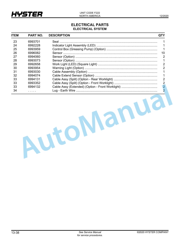 Hyster RS46-29XD-62 to RS46-41XD-75S (F222) Parts Manual 5 Hyster RS46-29XD-62 to RS46-41XD-75S (F222) Parts Manual - Image 5