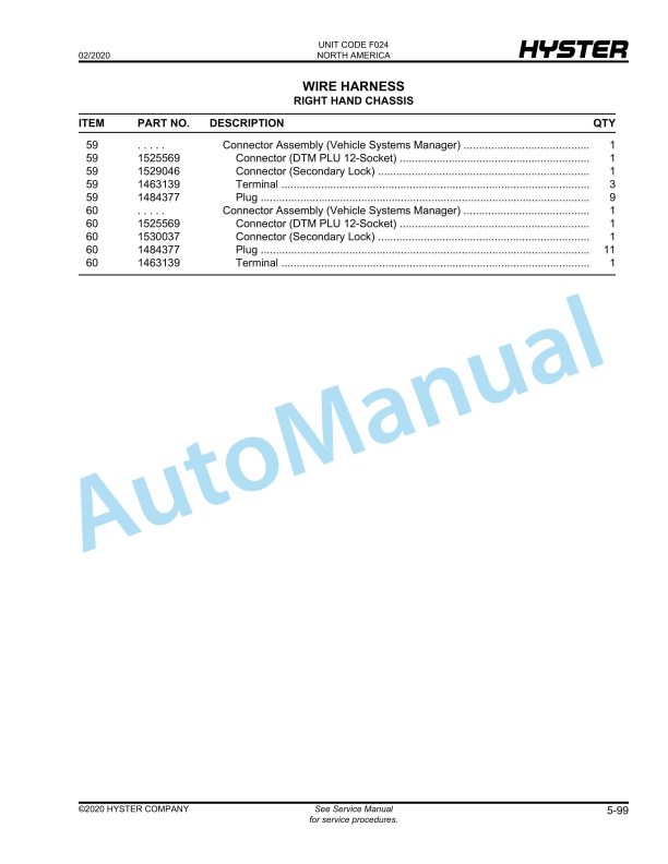 Hyster S135FT, S155FT (F024) Parts Manual 2 Hyster S135FT, S155FT (F024) Parts Manual - Image 2