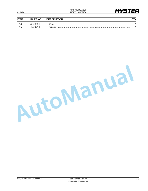Hyster S1.5UTS (A3B3) Parts Manual 4 Hyster S1.5UTS (A3B3) Parts Manual - Image 4