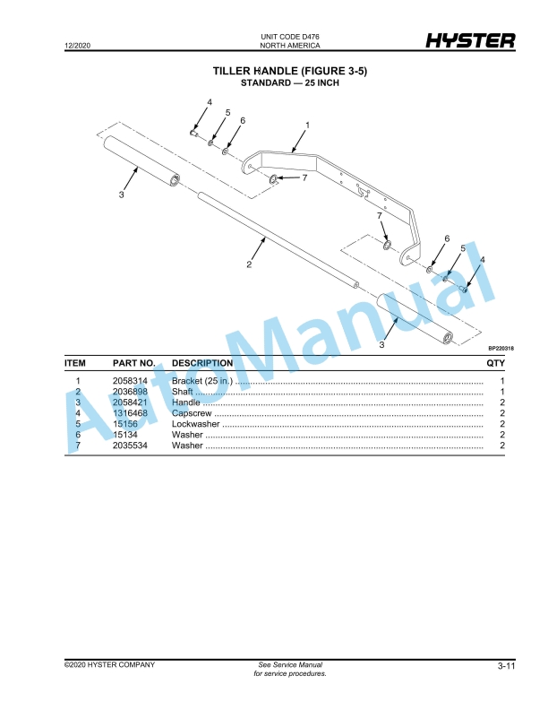 Hyster T5ZAC (D476) Parts Manual 3 Hyster T5ZAC (D476) Parts Manual - Image 3
