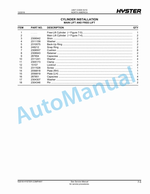 Hyster V30ZMD (E210) Parts Manual 4 Hyster V30ZMD (E210) Parts Manual - Image 4