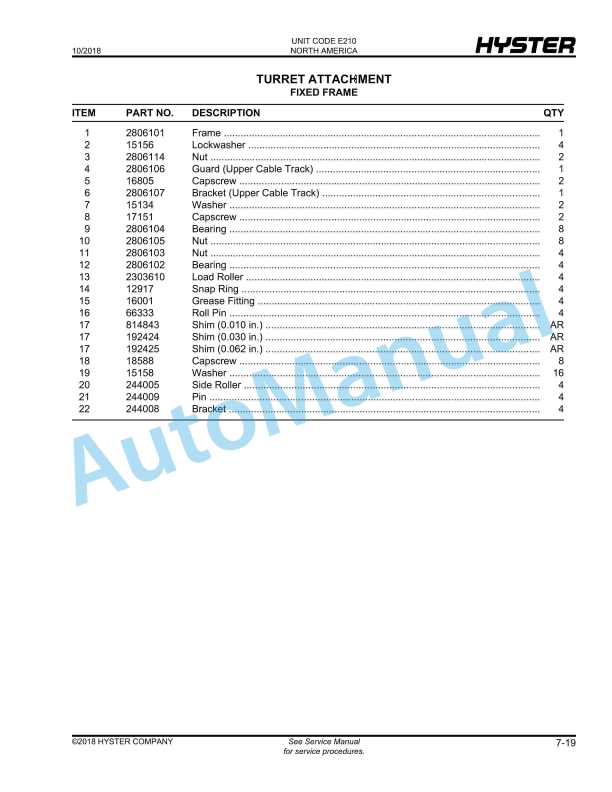 Hyster V30ZMD (E210) Parts Manual 5 Hyster V30ZMD (E210) Parts Manual - Image 5