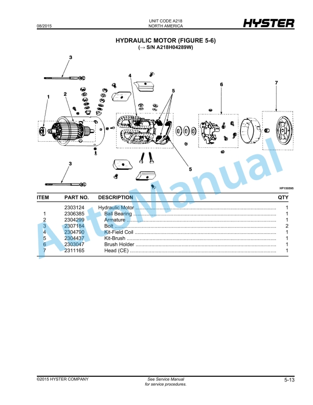 Hyster W40XT (A218) Walkie Parts Manual 5 Hyster W40XT (A218) Walkie Parts Manual - Image 5