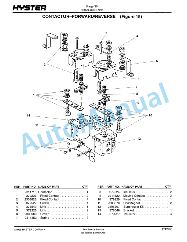 Hyster W45XT (A215) Walkie Parts Manual 4 Hyster W45XT (A215) Walkie Parts Manual-4