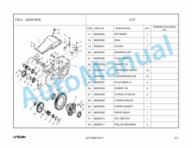 Utilev 6.0T Electric Tow Tractor Truck UT6.0T Parts Manual-2