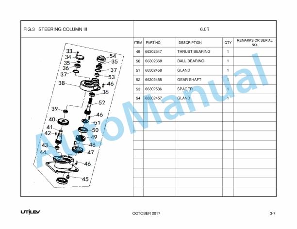 Utilev 6.0T Electric Tow Tractor Truck UT6.0T Parts Manual-4