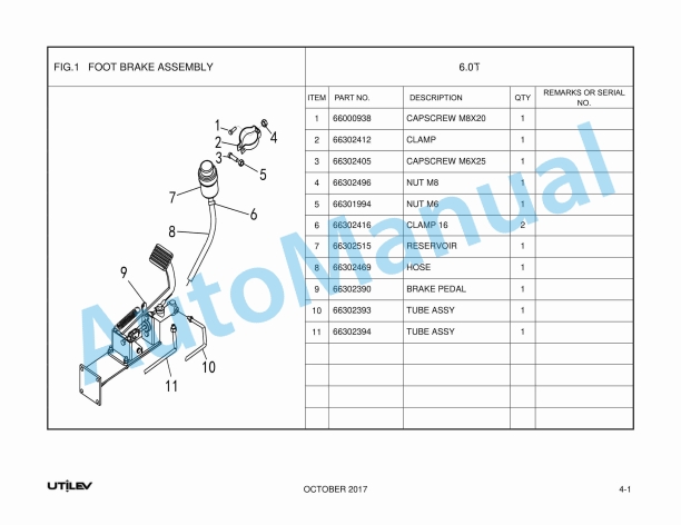 Utilev 6.0T Electric Tow Tractor Truck UT6.0T Parts Manual-5