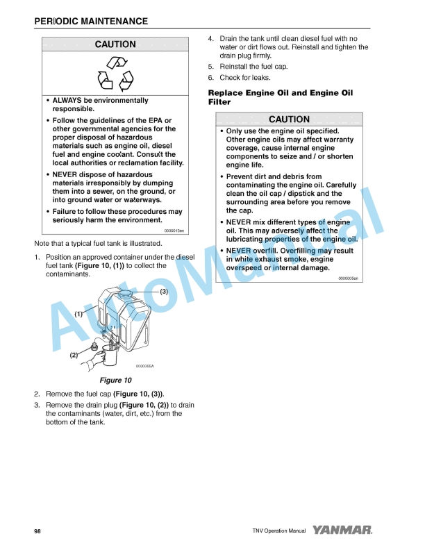 Yanmar 2TNV70 to 4TNV106T Industrial Engine Operation Manual 0ATNV-G00101-3