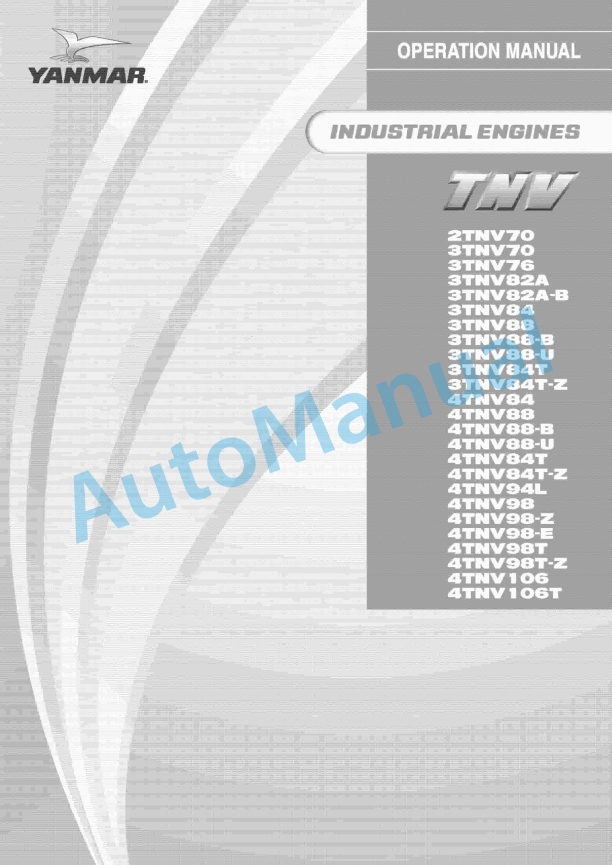 Yanmar 2TNV70 to 4TNV106T Industrial Engines Operator Manual