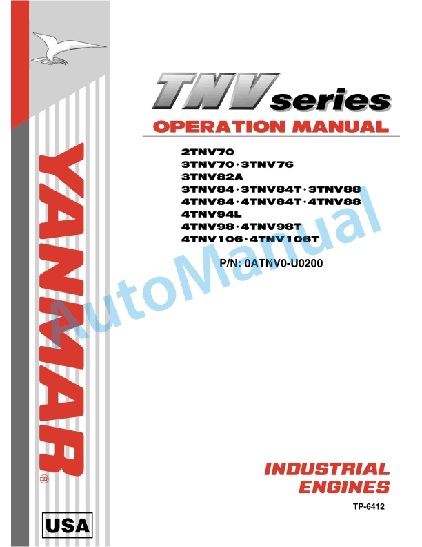 Yanmar 2TNV70 to 4TNV106T Operation Manual