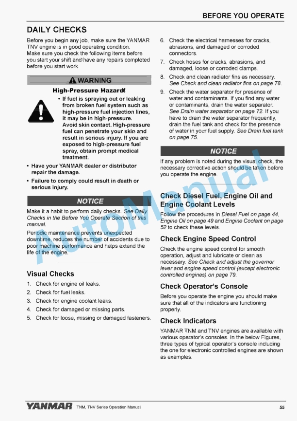 Alternative view of Yanmar 3TNV74F, 3TNV76F, 3TNV80F, 3TNV80FT, 3TNV88F, 3TNM74F Industrial Engine Operation Manual