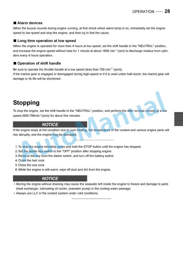 Alternative view of Yanmar 4CHE3, 6CHE3, 6CH-HTE3 Marine Propulsion Engine Operation Manual