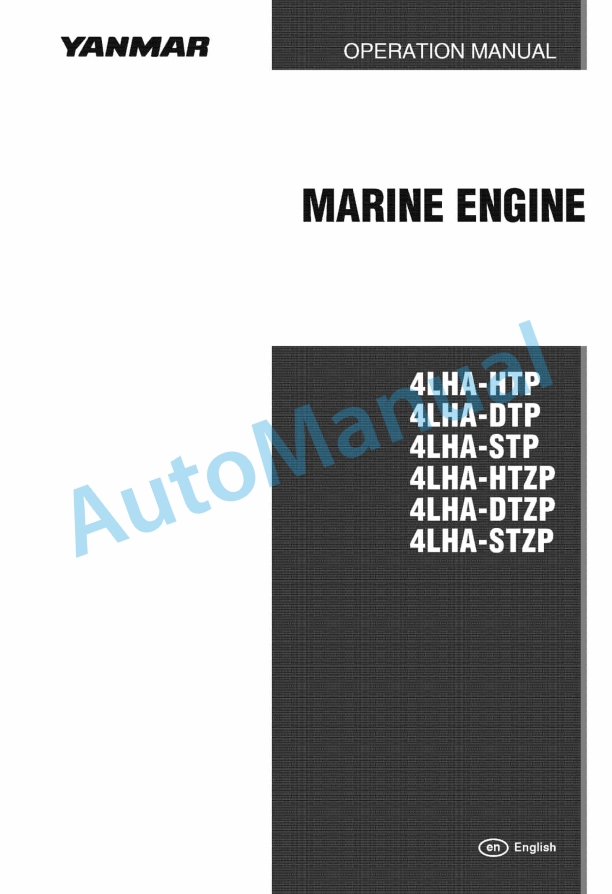 Yanmar 4LHA-HTP, 4LHA-DTP, 4LHA-STP, 4LHA-HTZP, 4LHA-DTZP, 4LHA-STZP Marine Engine Operation Manual