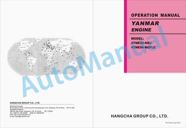 Yanmar 4TNE92-HRJ, 4TNE98-BQFLC Engine Operation Manual