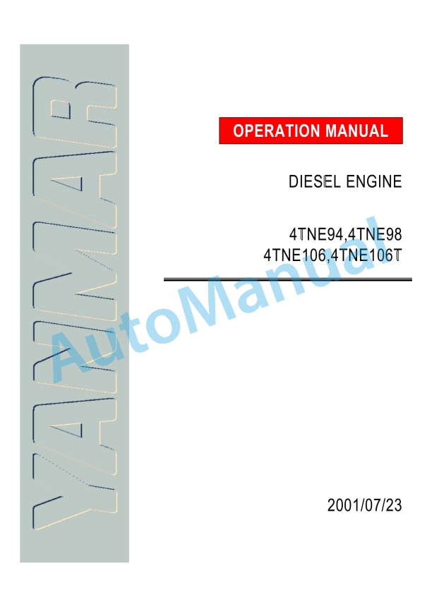 Yanmar 4TNE94, 4TNE98, 4TNE106, 4TNE106T Operation Manual