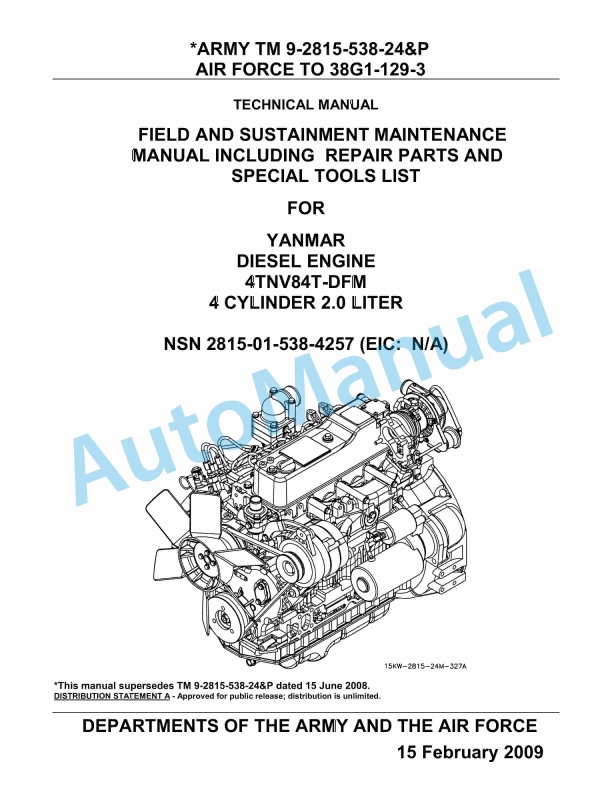 Yanmar 4TNV84T-DFM 4 Cylinder 2.0 Liter Technical Manual 1 Yanmar 4TNV84T-DFM 4 Cylinder 2.0 Liter Technical Manual