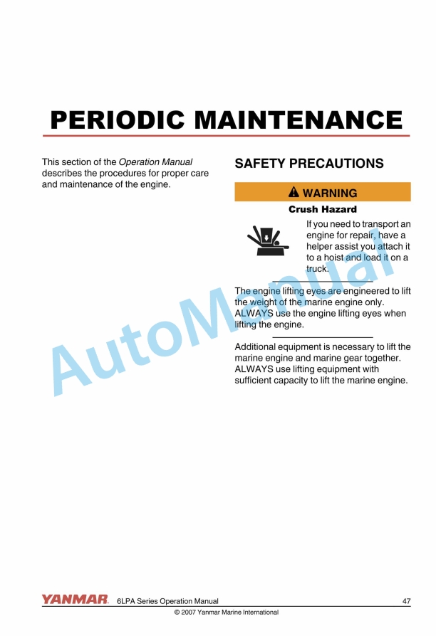 Yanmar 6LPA-STP2, 6LPA-STZP2 Operation Manual 0A6LP-G00101 2 Yanmar 6LPA-STP2, 6LPA-STZP2 Operation Manual 0A6LP-G00101 - Image 2