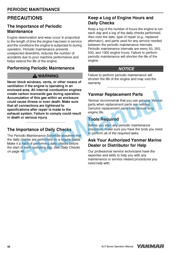 Yanmar 8LV320 to 8LV370Z Marine Propulsion Engine Operation Manual 2 Yanmar 8LV320 to 8LV370Z Marine Propulsion Engine Operation Manual - Image 2