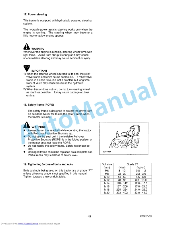 Yanmar EF393T Diesel Tractor Operator Manual 3 Yanmar EF393T Diesel Tractor Operator Manual-3