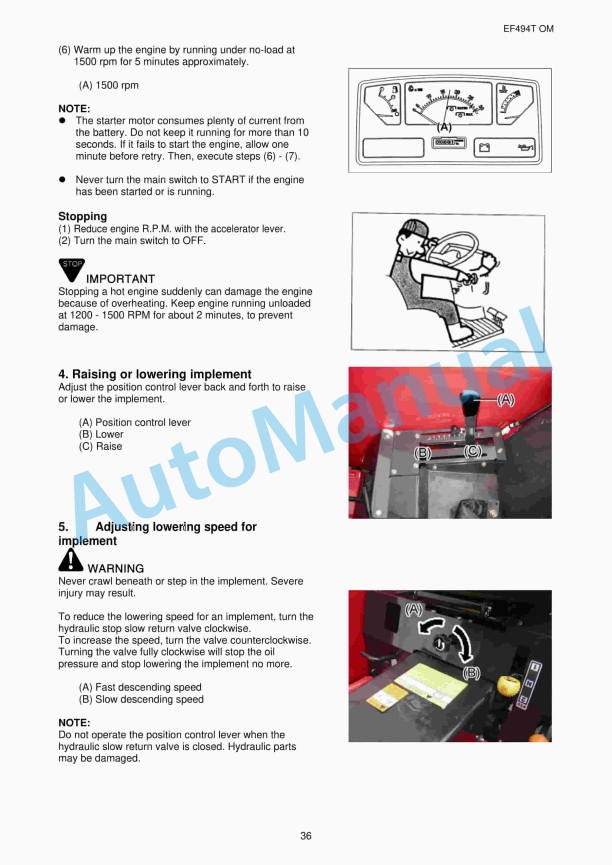 Yanmar EF494T Diesel Tractor Operator Manual 2 Yanmar EF494T Diesel Tractor Operator Manual-2