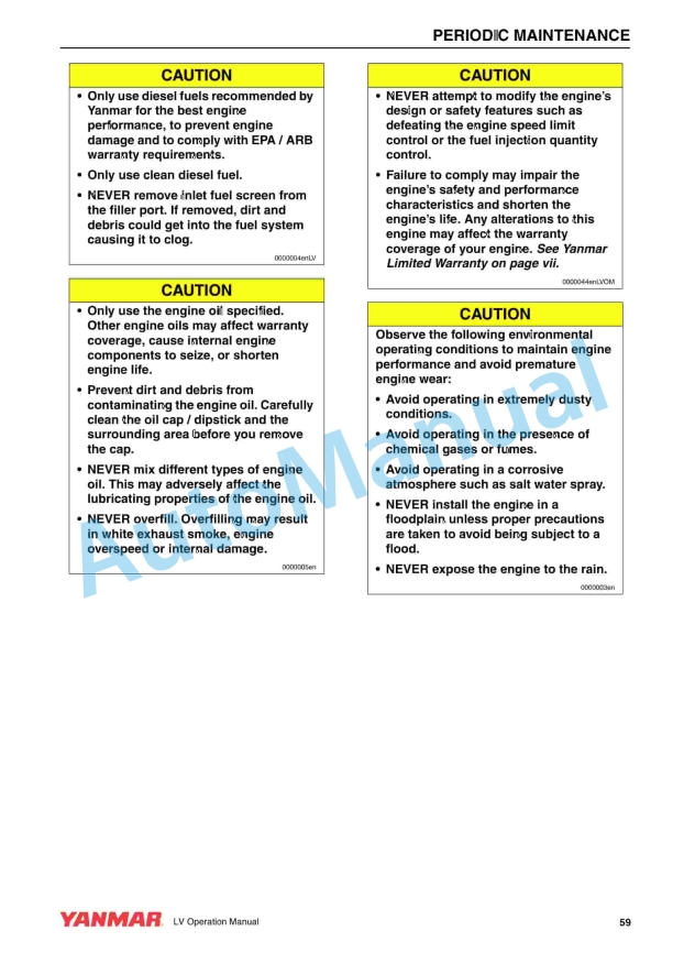 Yanmar L48V, L70V, L100V Industrial Engines Operation Manual 3 Yanmar L48V, L70V, L100V Industrial Engines Operation Manual - Image 3