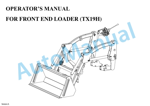 Yanmar TX19H Front End Loader Operator Manual 1 Yanmar TX19H Front End Loader Operator Manual
