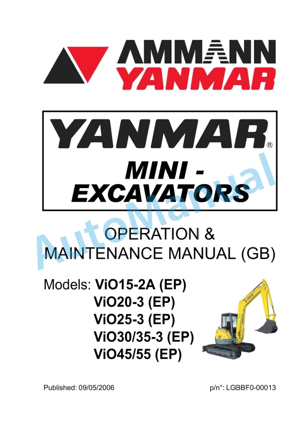 Yanmar ViO15-2A (EP) to ViO55 (EP) Operation And Maintenance Manual 1 Yanmar ViO15-2A (EP) to ViO55 (EP) Operation And Maintenance Manual