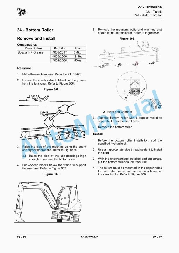 Alternative view of JCB 100 C-1, 85 Z-1, 86 C-1, 90 Z-1 Service Manual 9813-2700