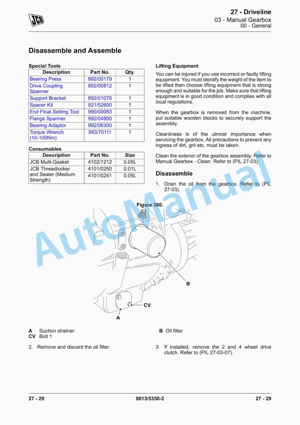 Alternative view of JCB 10TFT, 9TFT, 9TST Dumper Service Manual 9813-5350