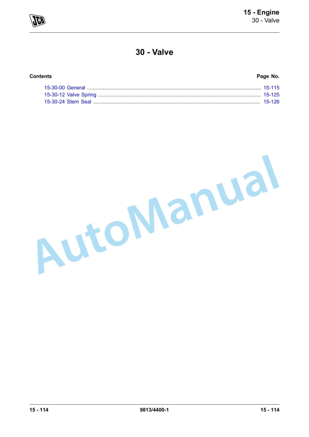 Alternative view of JCB 110W Hydradig Service Manual 9813-4400