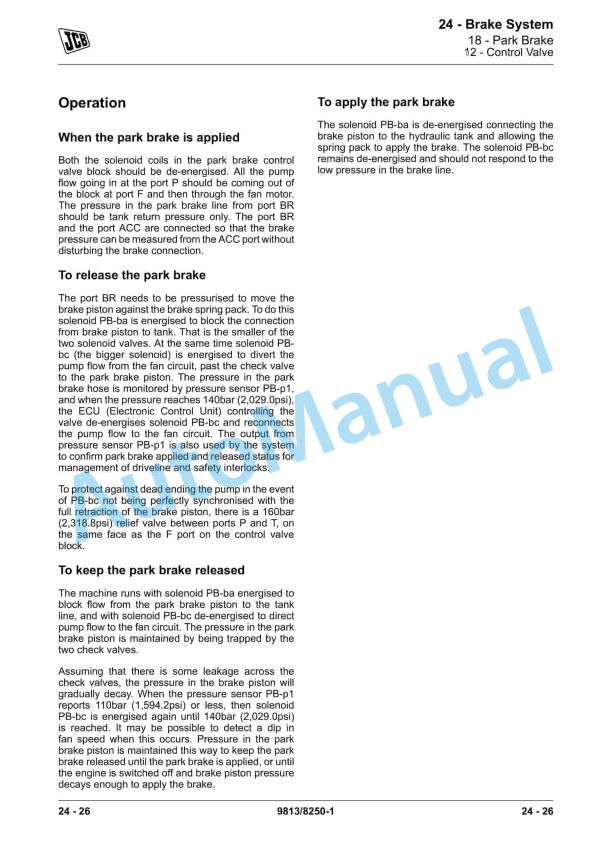 Alternative view of JCB 110W Hydradig Wheeled Excavator Service Manual 9813-8250