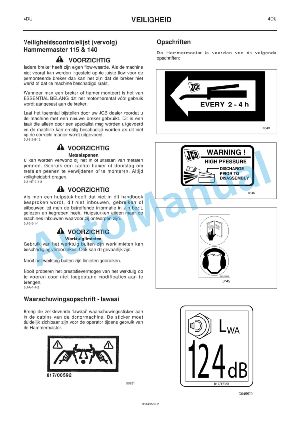 JCB 115, 140 Hammermaster Owners Manual 9814-0556 4 JCB 115, 140 Hammermaster Owners Manual 9814-0556-4