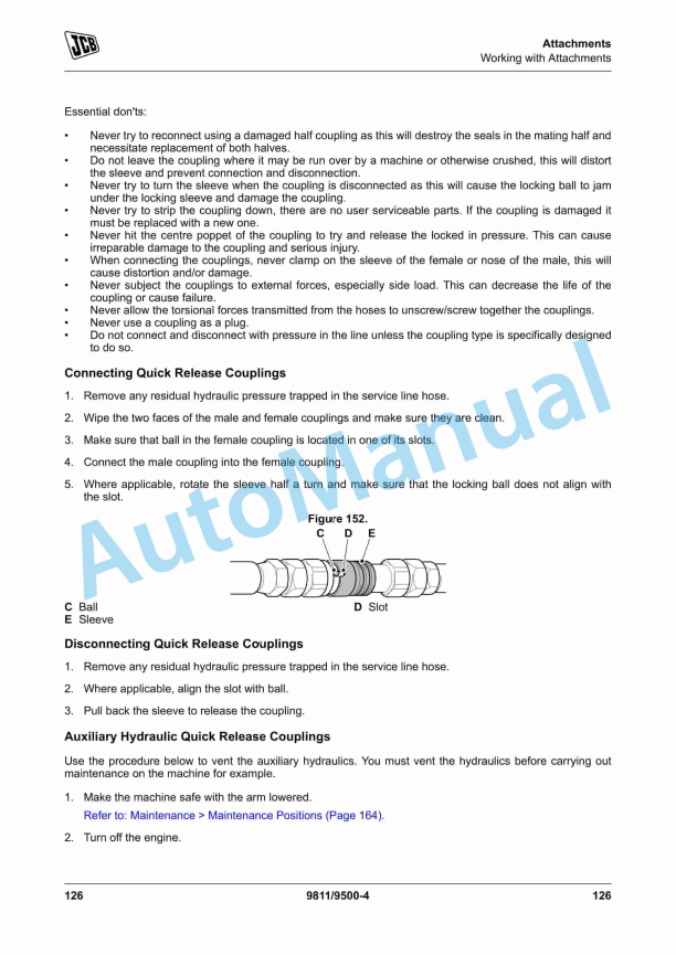 Alternative view of JCB 135, 150T, 155, 175, 190, 190T, 205, 205T Operator Manual 9811-9500