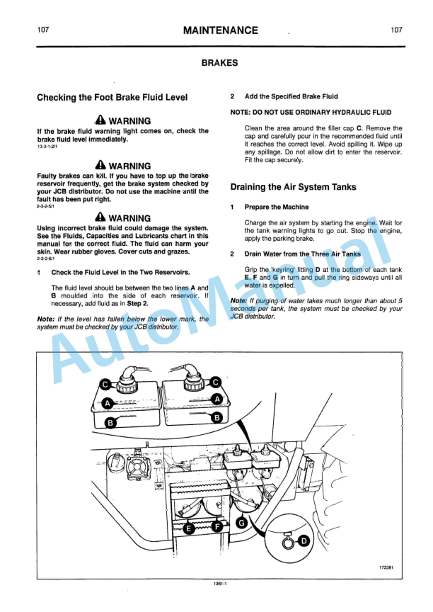 JCB 135, 155, 185 Fastrac Operator Handbook 9801-1361-3