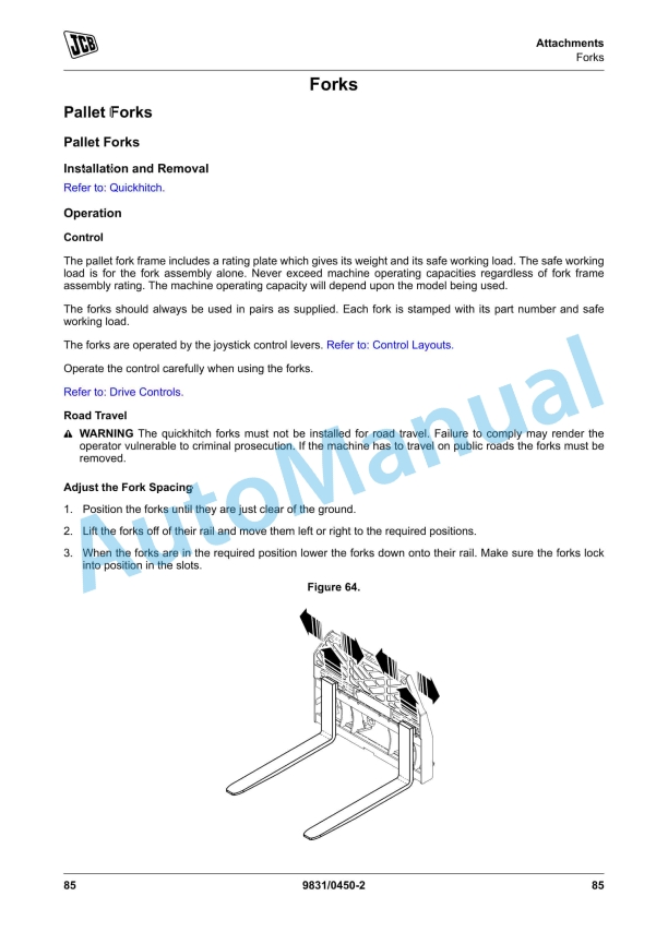 Alternative view of JCB 135 HD, 155 HD Operator Manual 9831-0450