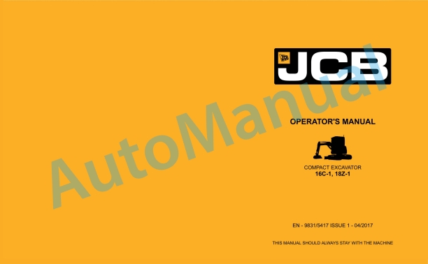 JCB 16C-1, 18Z-1 Compact Excavator Operator Manual 9831-5417