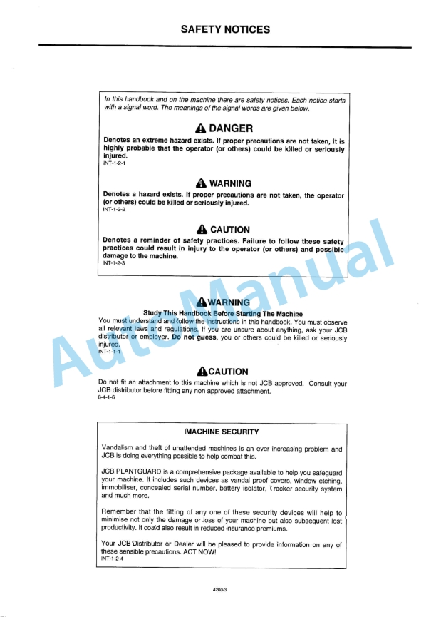 JCB 1CX Operator Manual 1 JCB 1CX Operator Manual