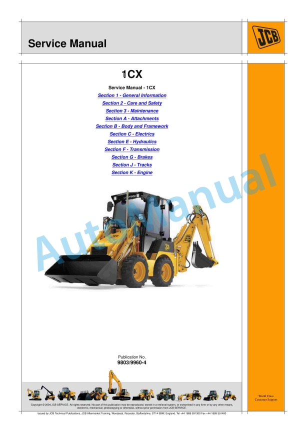 JCB 1CX Service Manual 9803-9960
