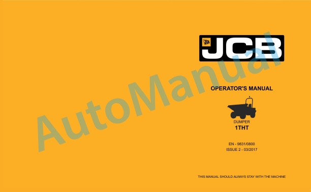 JCB 1THT Dumper Operator Manual 9831-0800