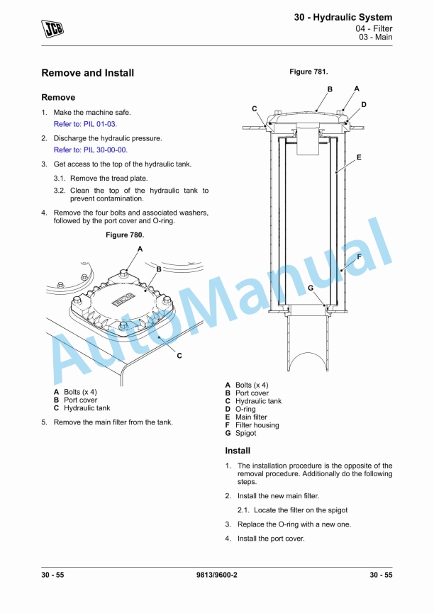 Alternative view of JCB 210X, 220X Excavator Service Manual 9813-9600