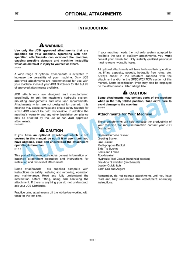 JCB 214, 215, 215E, 217 Backhoe Loader Operator Manual 5 JCB 214, 215, 215E, 217 Backhoe Loader Operator Manual - Image 5