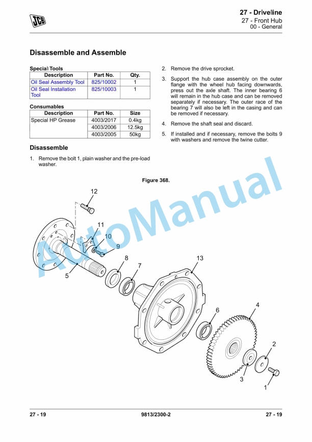 Alternative view of JCB 225, 225T, 260, 260T, 280, 300, 300T, 320T, 330 Service Manual 9813-2300