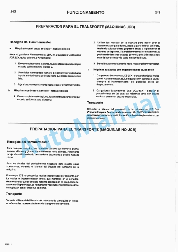 JCB 260, 260L Hammermaster Owners Manual 9801-0075 3 JCB 260, 260L Hammermaster Owners Manual 9801-0075-3