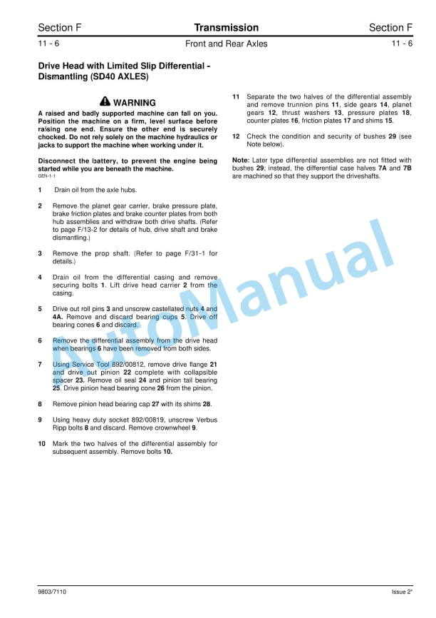 JCB 2CX, 2DX, 210, 212, Variants Service Manual 9803-7110 5 JCB 2CX, 2DX, 210, 212, Variants Service Manual 9803-7110 - Image 5