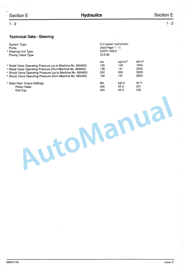 JCB 2CX Backhoe Loader Service Manual 9803-7100-2