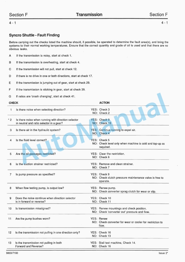 JCB 2CX Backhoe Loader Service Manual 9803-7100-4