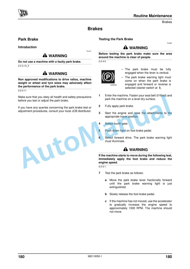 JCB 2CX Backhoe Loader With Airmaster Information Operator Manual 9821-0050 3 JCB 2CX Backhoe Loader With Airmaster Information Operator Manual 9821-0050 - Image 3