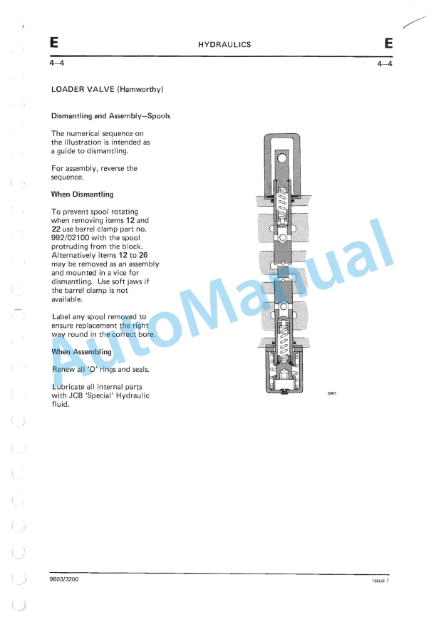 Alternative view of JCB 2D, 2DS, 3, 3C, 3CS, 3D, 700 Excavator Loader Service Manual 9803-3200
